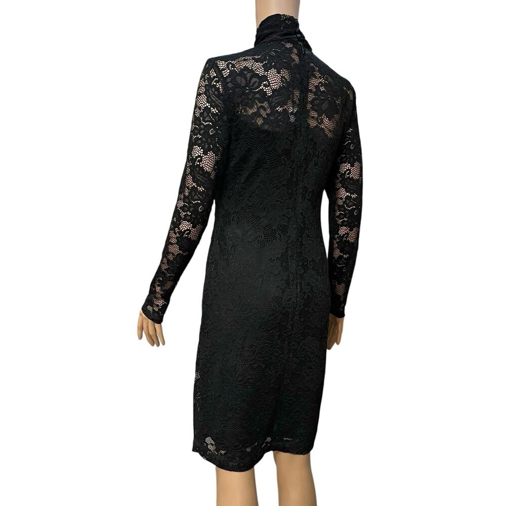 Elie Tahari Lace Sheath Dress Size 2 Twist Front Mock Neck Long Sleeve Classic - Picture 5 of 11